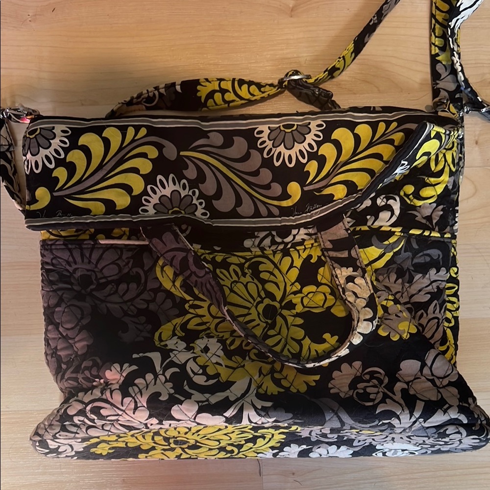 Floral Black and Yellow Women's Bag